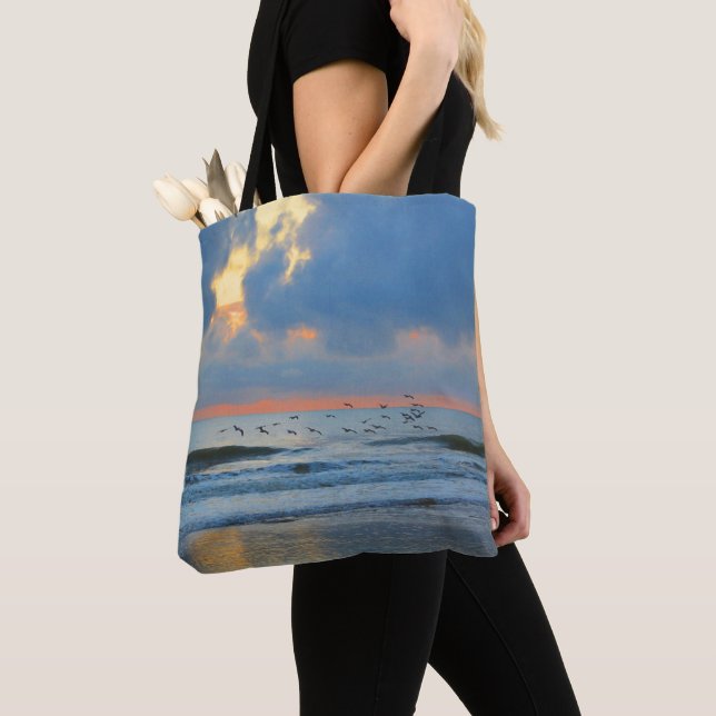 Sunset Beach Florida Ocean Warm Orange Abstract Tote Bag (Close Up)