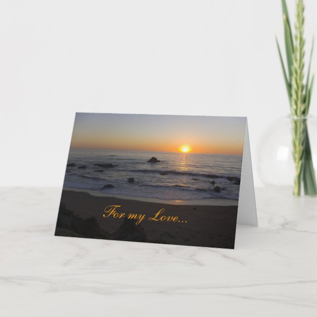 Sunset Beach For Love Valentine's Day Holiday Card (Front)