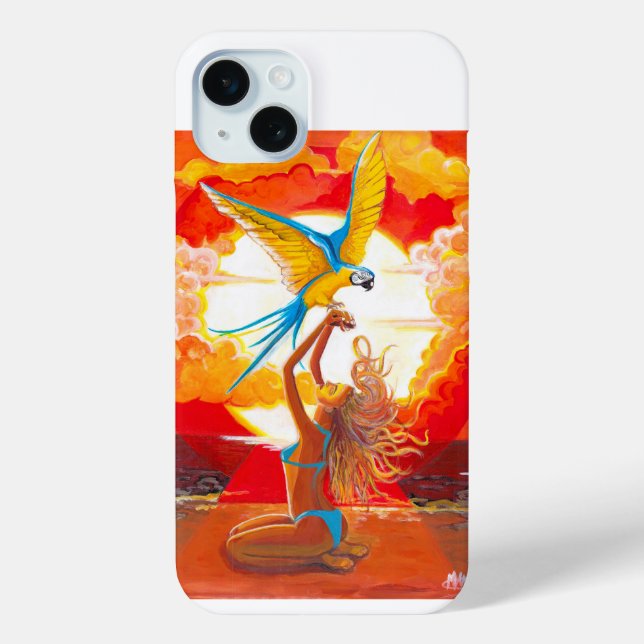 Sunset Beach Girl Parrot Case-Mate iPhone Case (Back)
