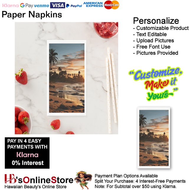 Sunset Beach Guest Towel Paper Napkins 2 (Sunset Beach Tables Kitchen Restaurant Decor Paper Guest Towels 2.)