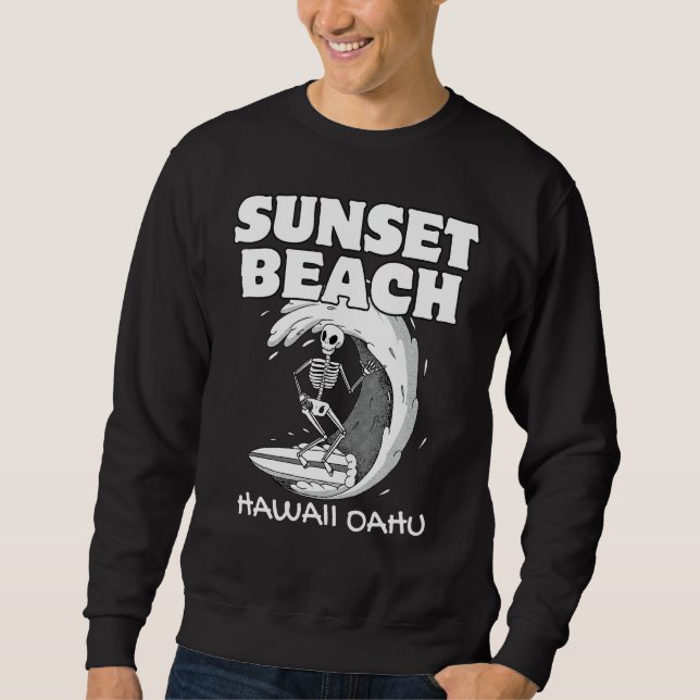 SUNSET BEACH HAWAII Surf Vintage Retro Surfing Sweatshirt (Front)