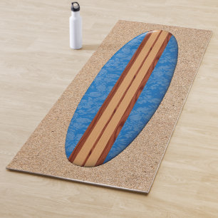 Sunset Beach Hawaiian Longboard Surfboard Blue Yoga Mat