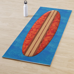 Sunset Beach Hawaiian Longboard Surfboard Red Yoga Mat