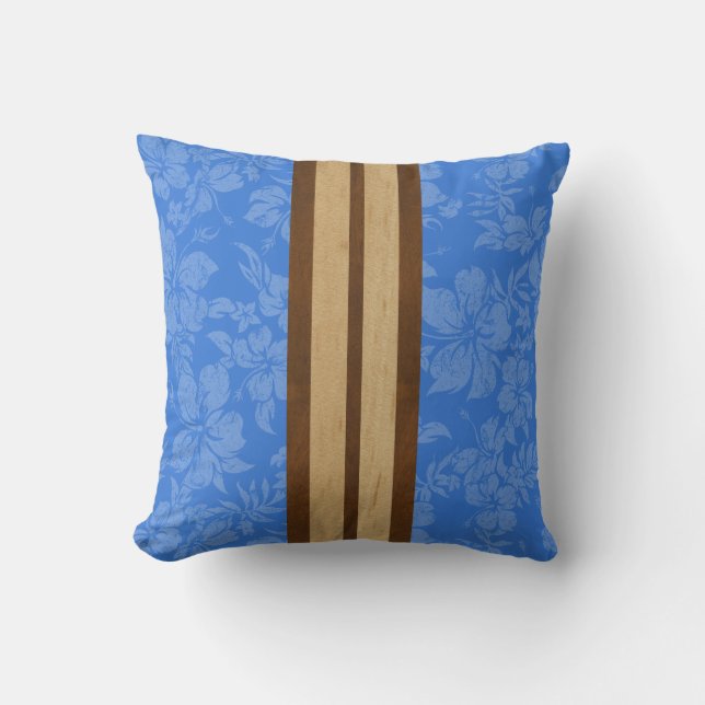 Sunset Beach Hawaiian Surfboard Square Pillows (Front)