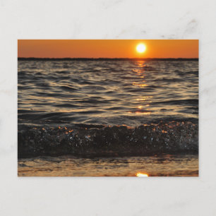 sunset beach holiday postcard