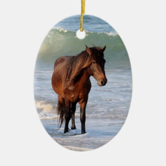 Sunset Beach Horse Ceramic Tree Decoration