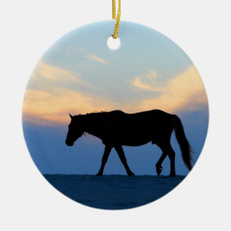 Sunset Beach Horse Ceramic Tree Decoration