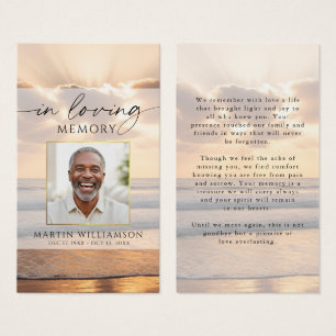 Sunset Beach In Loving Memory Photo Prayer Card
