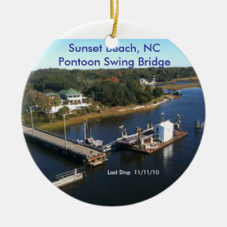 Sunset Beach, NC  Pontoon Swing Bridge... Ceramic Tree Decoration
