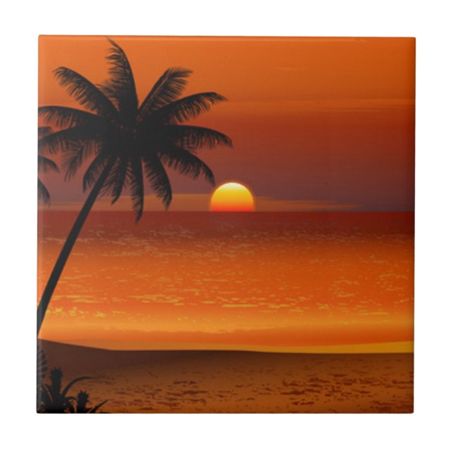 sunset beach oahu hawaii north shore postcard tile (Front)