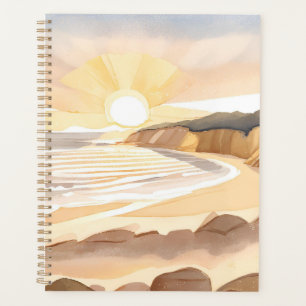 Sunset Beach   Ocean Watercolor Coastal Planner