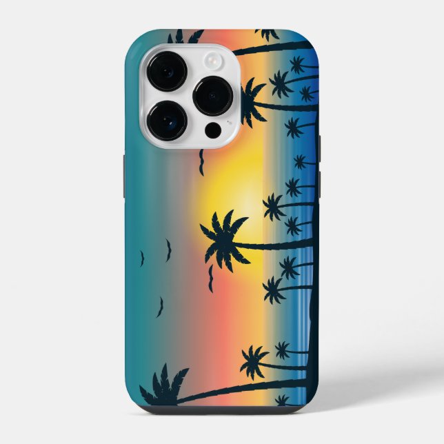 Sunset Beach Palm Tree iPhone Case (Back)