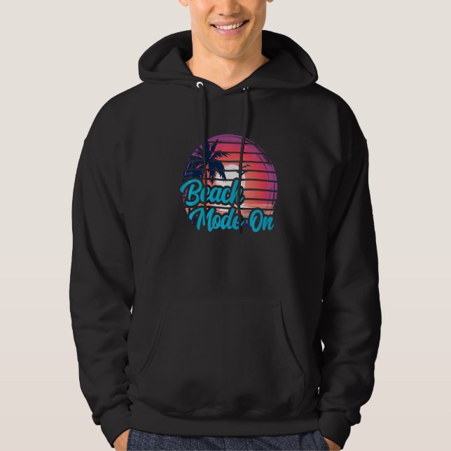 Sunset Beach Palm Tree  Summer Mode On Vacation Ho Hoodie (Front)