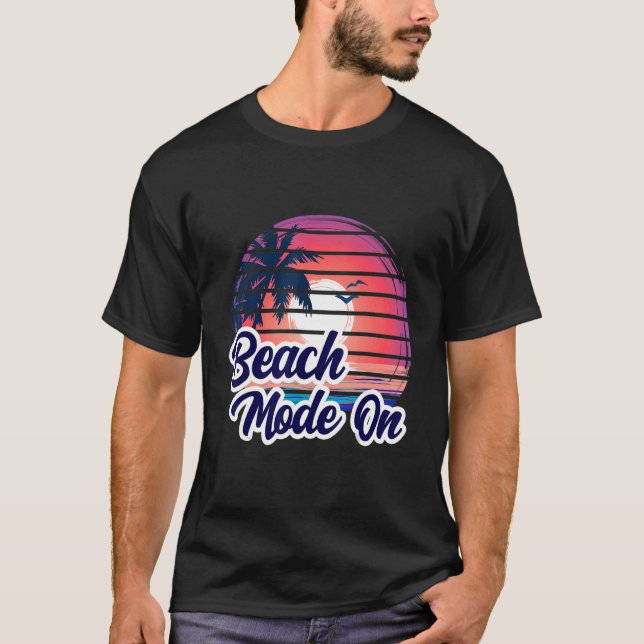Sunset Beach Palm Tree  Summer Mode On Vacation Ho T-Shirt (Front)