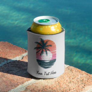 Sunset Beach Palm Tree Summer Vacation Custom Can Cooler