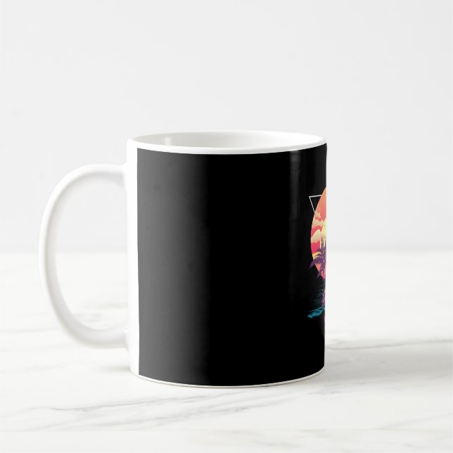 Sunset beach palm trees tropical summer retro coffee mug (Left)