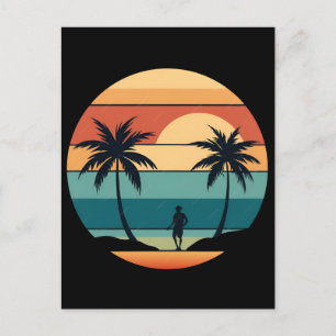Sunset Beach Palms Summer Vibes Retro Aesthetic Holiday Postcard