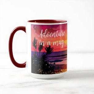 Sunset beach personalized adventure coffee mug