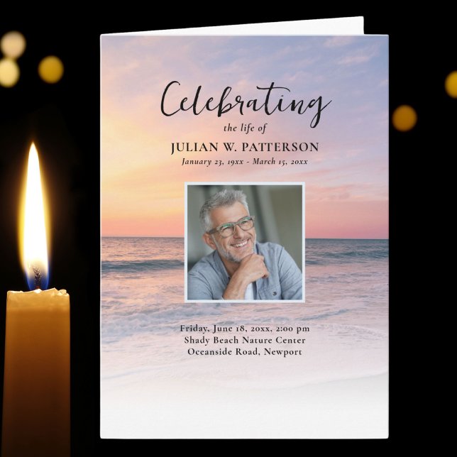 Sunset Beach Photo Celebration of Life Funeral Programme (Creator Uploaded)