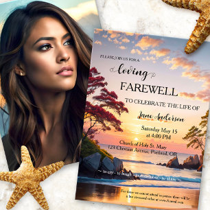 Sunset Beach Photo Celebration of Life Invitation