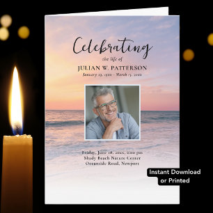 Sunset Beach Photo Celebration of Life Program Card
