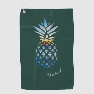 Sunset Beach Pineapple Custom Grandpa Birthday Golf Towel