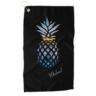Sunset Beach Pineapple Custom Tropical Golf Towel