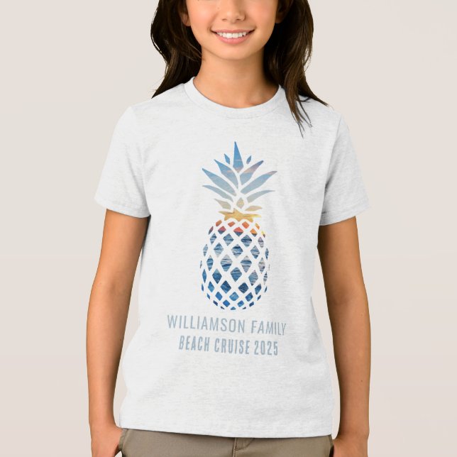Sunset Beach Pineapple Tropical Vacation Cruise Tri-Blend Shirt (Front)