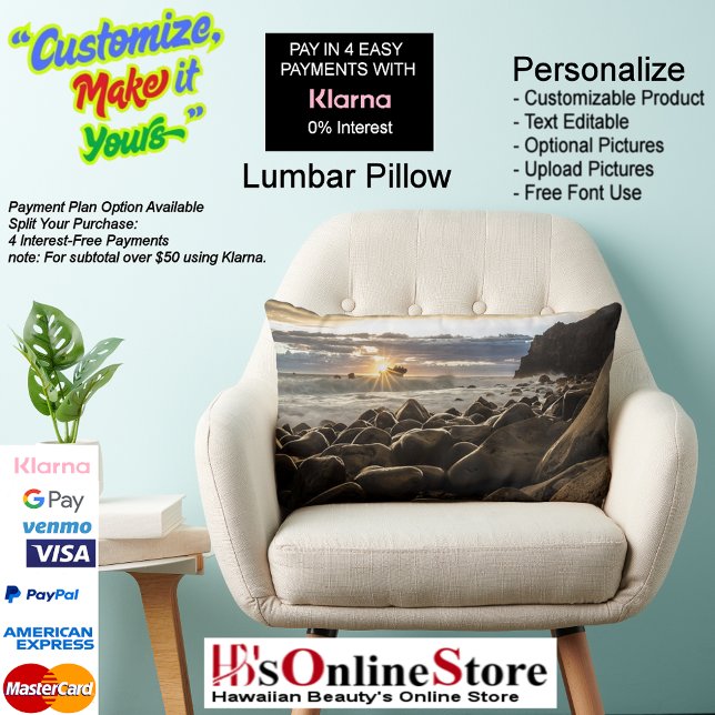 Sunset Beach Polyester Lumbar Pillow 35 (Sunset Beach Polyester Lumbar Pillow 35.)