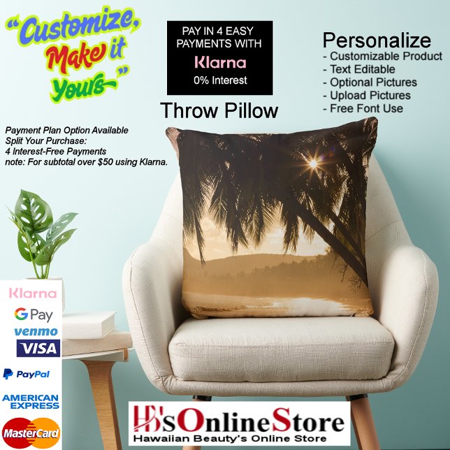 Sunset Beach Polyester Throw Pillow 11 (Sunset Beach Square Polyester Large Pillow 11.)