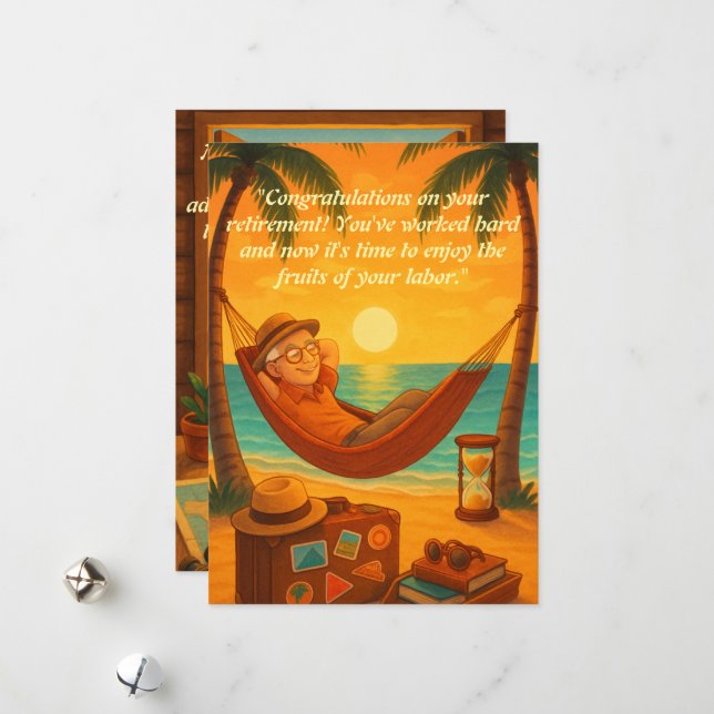 Sunset Beach Retirement Greeting Card  (Front/Back In Situ)