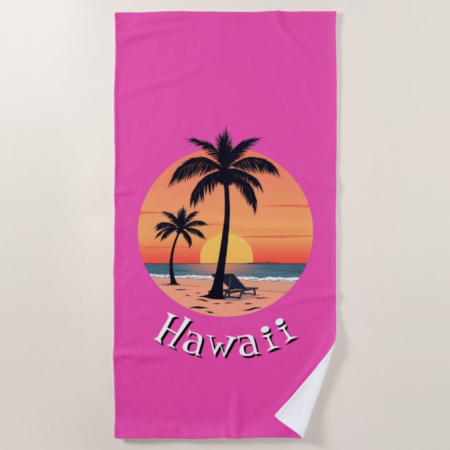 Sunset beach retro beach towel (Front)