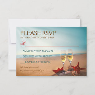 Sunset Beach Romantic Wedding RSVP Card