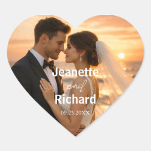 Sunset Beach Romantic Wedding Vows  Heart Sticker