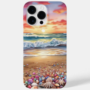 SUNSET BEACH SCENE WITH COLORFUL SEASHELLS Case-Mate iPhone 14 PRO MAX CASE
