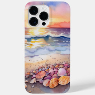 SUNSET BEACH SCENE WITH COLORFUL SEASHELLS Case-Mate iPhone 14 PRO MAX CASE