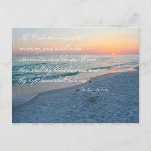 Sunset Beach Scripture Psalms 139:9-10 Inspiration Postcard