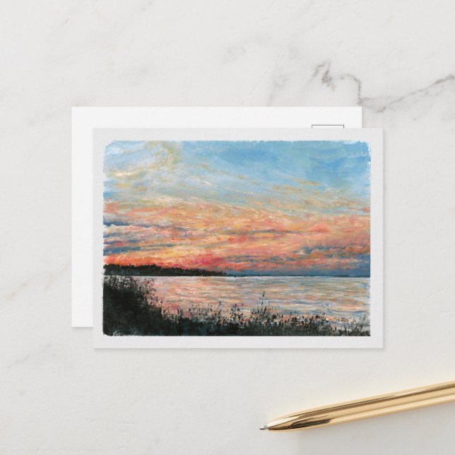 Sunset Beach Shoreline Postcard (Front/Back In Situ)