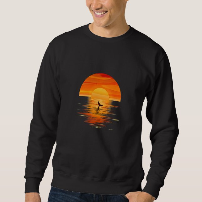 Sunset Beach Silhouette Tropical Tree Palm Sunny Sweatshirt (Front)