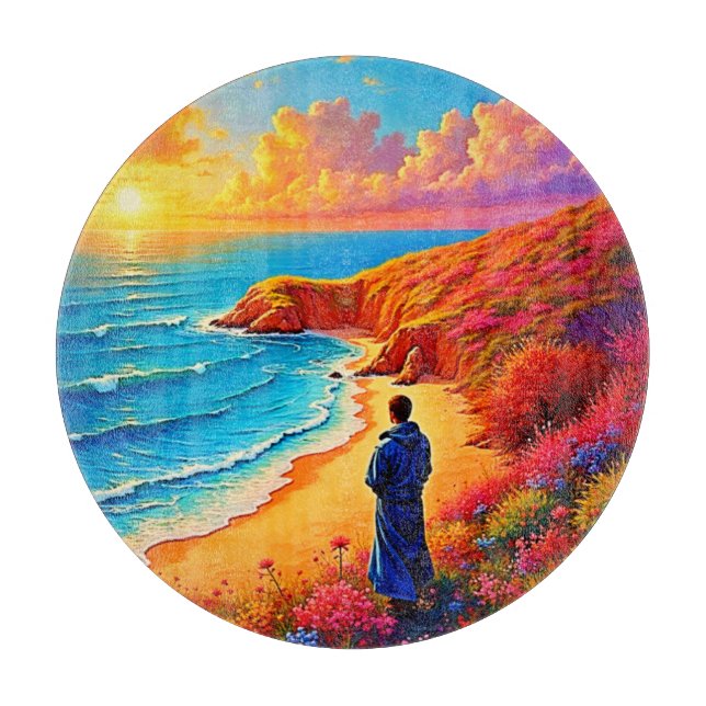 Sunset Beach Solitude Serenity Design Cutting Board (Front)