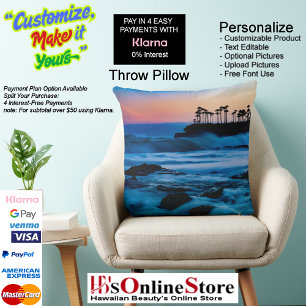 Sunset Beach Square Polyester Throw Large Pillow 4