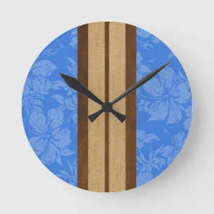 Sunset Beach Surfboard Hawaiian Wall Clocks