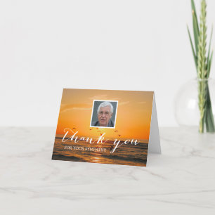 Sunset Beach Sympathy Memorial Photo Thank You Card