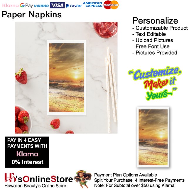 Sunset Beach Tables Kitchen Restaurant Decor 18 Napkin (Sunset Beach Tables Kitchen Restaurant Decor Paper Guest Towels 18.)