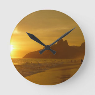 Sunset Beach Tropical Ocean Water Peace Love Sand Round Clock