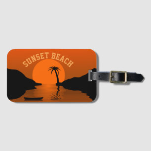 Sunset Beach Tropical Orange Art Luggage Tag