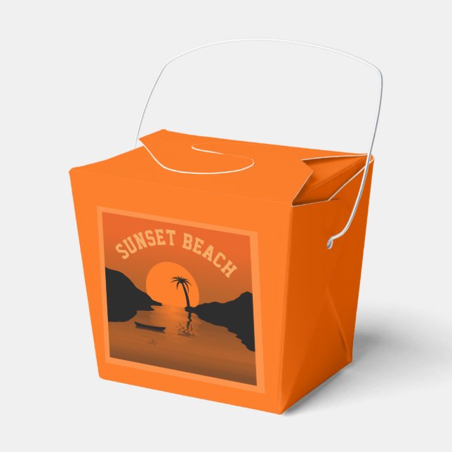 Sunset Beach Tropical Orange Favour Box (Front Side)