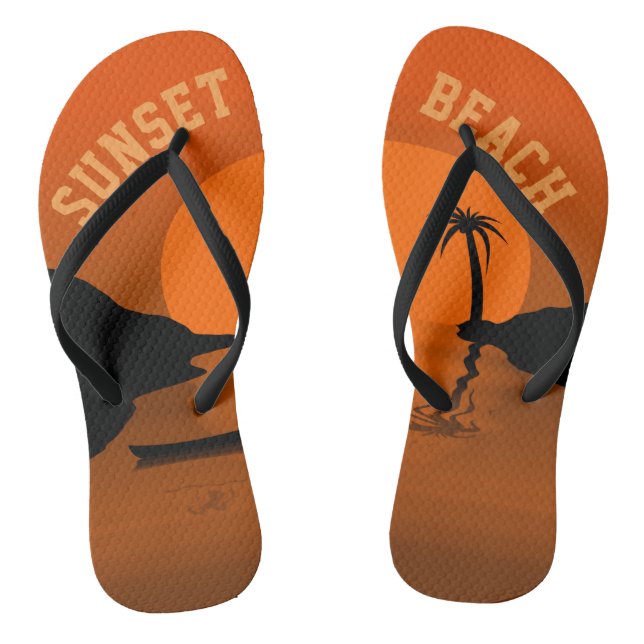 Sunset Beach Tropical Orange Sunset Art Jandals (Footbed)