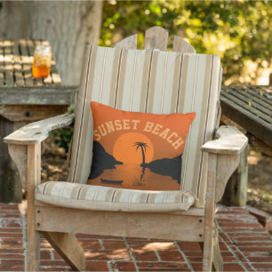 Sunset Beach Tropical Orange Sunset Cushion