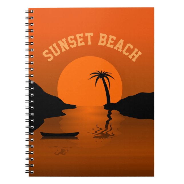 Sunset Beach Tropical Orange Sunset Notebook (Front)